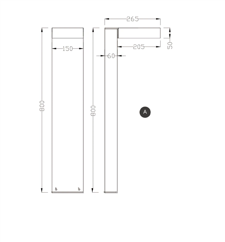 Square Black Bollard Lights